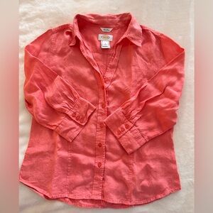 Talbots Vibrant Coral Button-Down Shirt